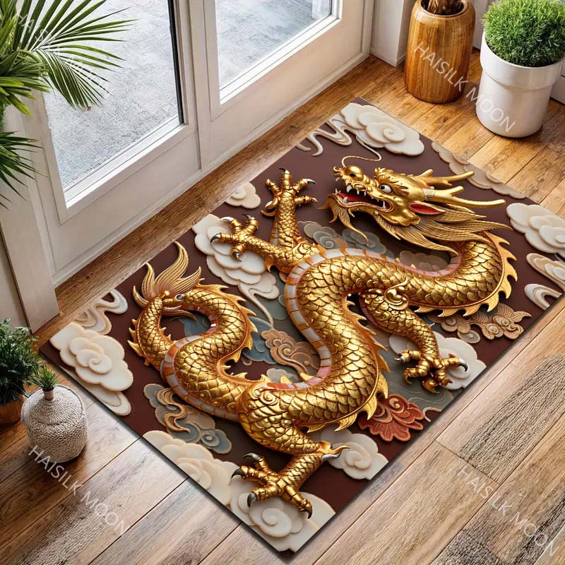 Multiple sizes Golden dragon with clouds Carpet for Living Room Bedroom Sofa Home Decor Rus Non-slip Floor Mat Luxury Gift