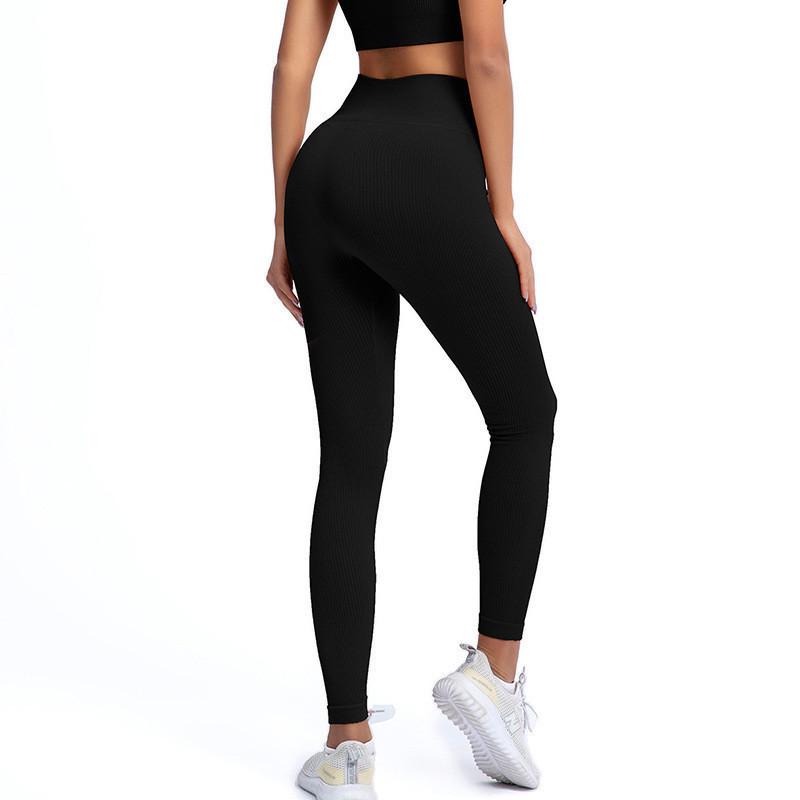Damen einfarbige elastische Leggings: Frühling/Sommer Yoga Fitnesshose