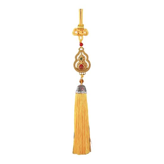 Chinese Style Gourd Car Hanging Decoration Rotatable Fu Character Gourd Tassels Car Rearview Mirror Charm Feng Shui Ornament Pendant Accessories