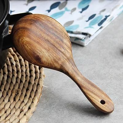 Large Scoop Rice Scoop Spoon Non-Stick Surface Multipurpose Rice Paddle Ergonomic Design Eco-Friendly Wooden Spoon