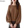 Women Casual Round Neck Long Sleeve Loose Pullover Blouse