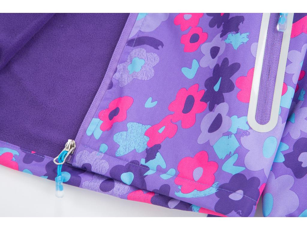Girls' Candy Color Waterproof Windbreaker Jacket: Hooded, Breathable, Fleece-Lined, Printed.