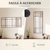 Rectangular window-style glass wall mirror, horizontal or vertical with 4 hooks, in black metal - 110x50 cm