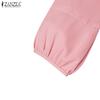 ZANZEA Women Casual Round Neck Solid Color 3/4 Sleeve Loose Blouse