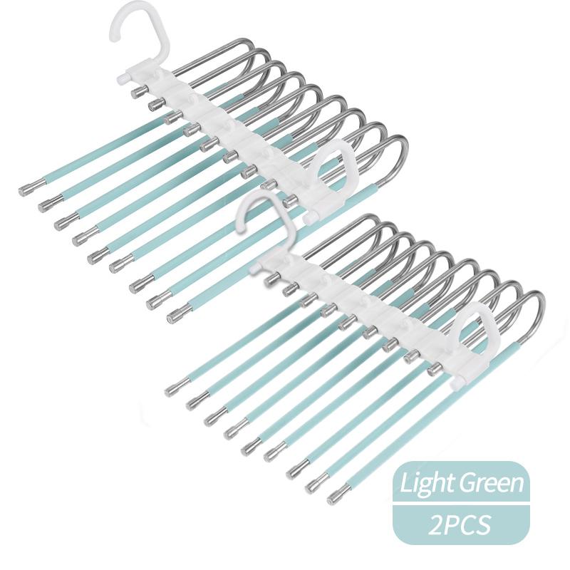 Upgrade 9 Layers Pants Hangers Space Saving, Jeans Hangers Non Slip Stainless Steel Multifunctional Rack S-Type Closet Organizer