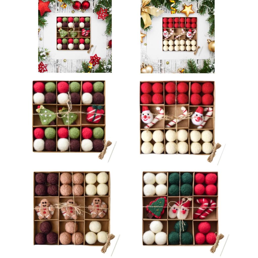 DIY Christmas Felt Ball Garland Set Cute Pom Pom Garland Christmas Ornaments for Wall Holiday Fireplace Living Room New Year