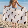 1 Piece Cute Dachshund Seamless Pattern Beach Towel-Soft Microfiber, Quick Dry, Cartoon Dog in Striped Shirts and Dots Travel
