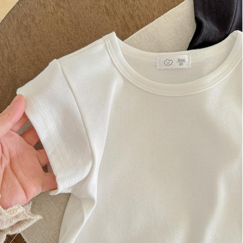 Summer Girls T-shirt Light and Thin Stripe Short Sleeved Shirt for Boys Slimming Casual Top for Children's Clothing