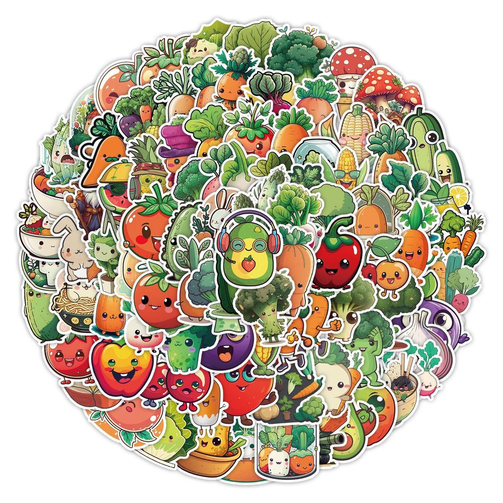 100 Ins Style Vegetable Graffiti Stickers Computer Mobile Phone Decoration Stickers Waterproof Creative Children's Stationery Stickers