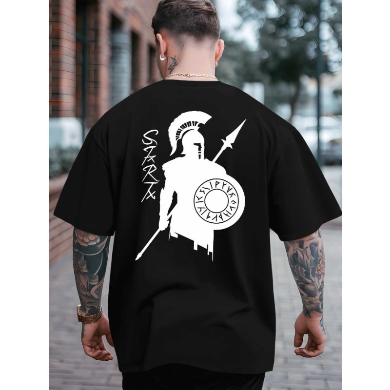Europäische Größe Sommer Outdoor Sport T-Shirts für Spartaner-Krieger, Mit Trendigen Prints für Herren, Erhältlich in Großen Größen mit Kurzen Ärmeln
