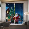 Set Of 2 Christmas Santa Claus Tree Pattern Printed Curtains Decorations Home Room Curtain Polyester
