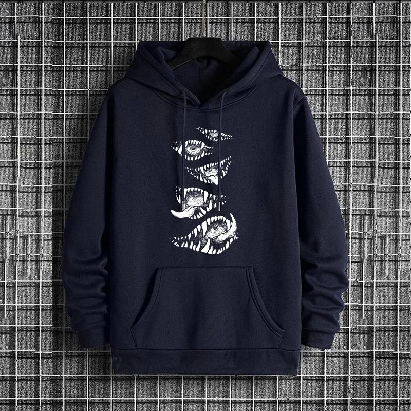 Thriller Demon Pattern Black Hoodie for Man 2025 Hot Sale Hooded Long Sleeve Sweatshirt Autumn Winter Daily Casual Sporty Top