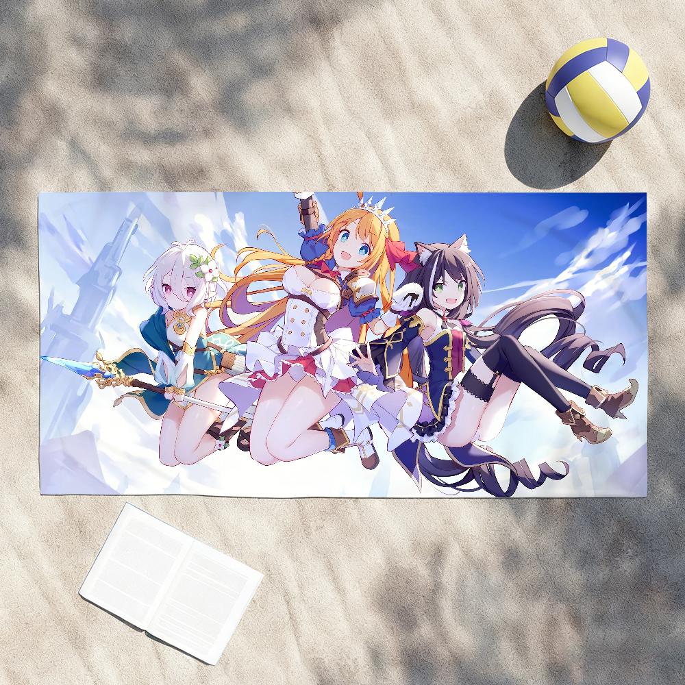 Game P-Princess Connect-S Towel Soft Lightweight Anti-Sand Large Beach Towel Quick-Drying Bath Sports Family