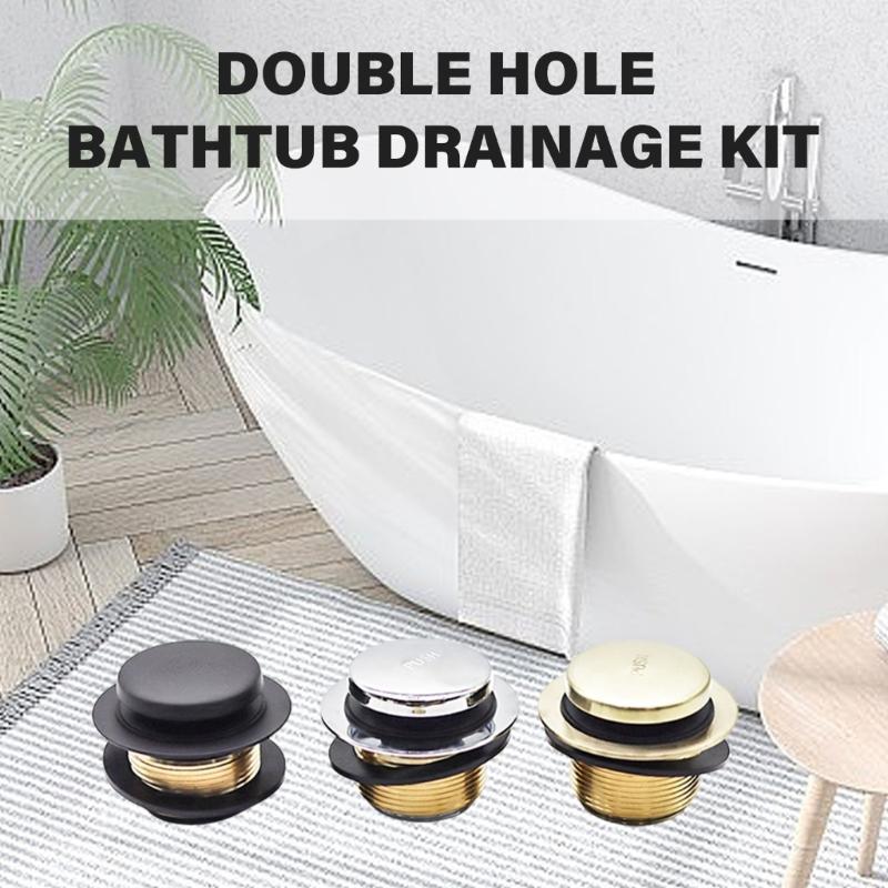 Bathroom Bathtub Drain Conversion Kits Tub Drain Plug Trim Set with Two-Hole Overflows Faceplates Bathtub Stoppers