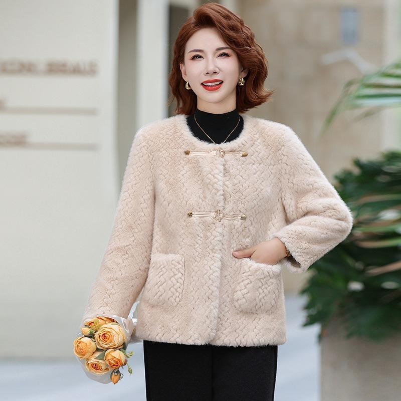 Autumn and winter clothing noble imitation fur jacket women's fur integrated medium and short tops and clothing