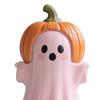 Halloween Statue Pumpkin Ghost Shape Figurine Pink Resin Statue Handheld Halloween Tabletop Decoration