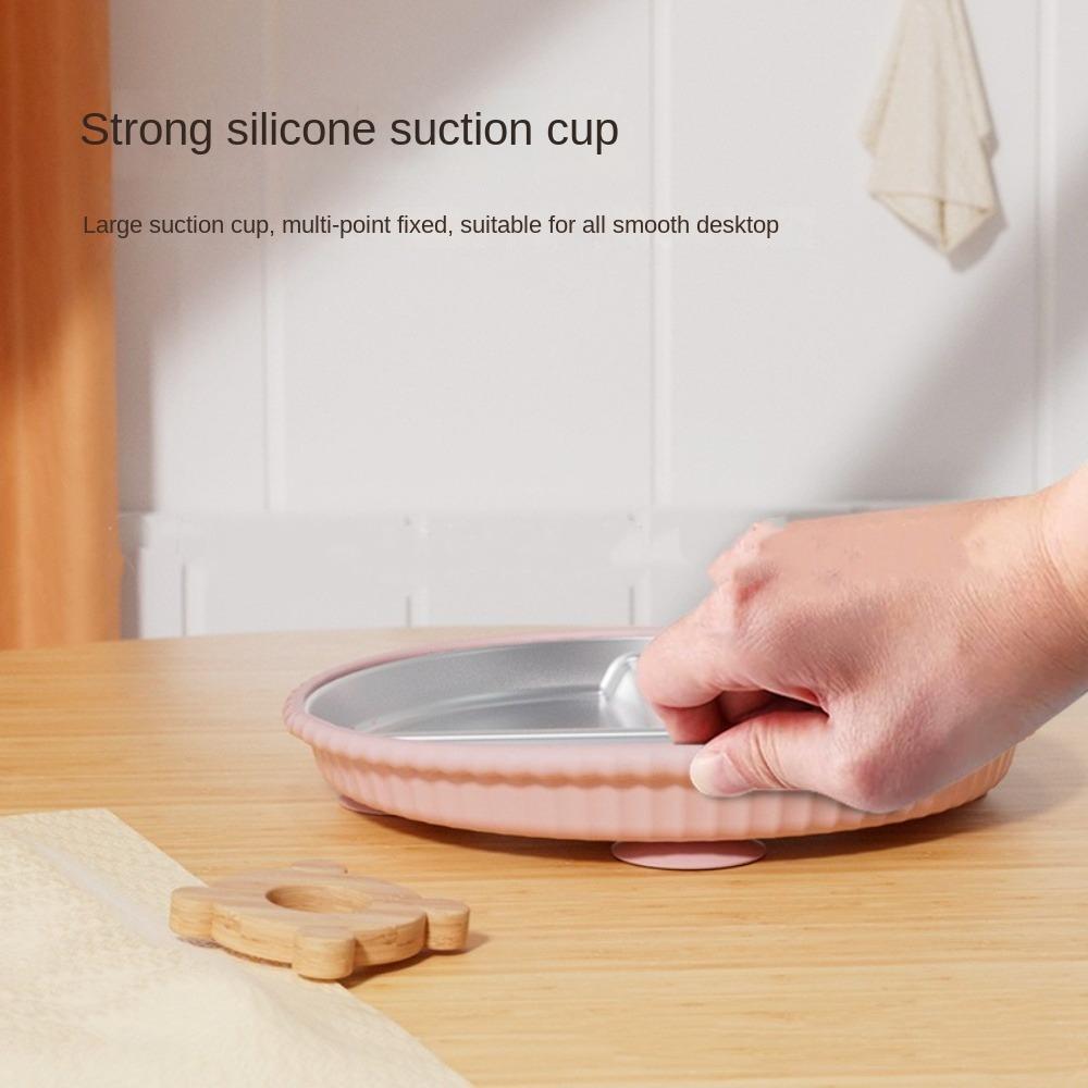Non-Slip Stainless Steel Kids Plate Silicone Sleeves Toddler Bowls New Divided Baby Plates