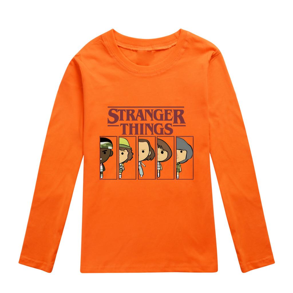 5248 Kids Stranger Print Cotton Long Sleeves T-Shirt