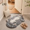 Non-slip Floor Mat Cute Cat Bathroom Rug, Anti-Slip Absorbent Bath Washable Plush Durable Doormat Kitty Door for Entrance Kitchen Home Decor