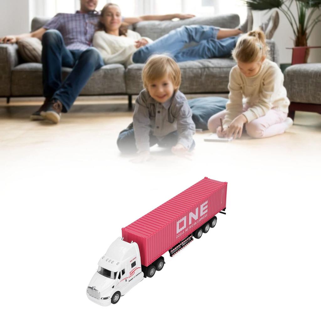 1:Containerbilmodell i skala 48, Levande och Utsökt, Vacker Dekorativ Leksaks prydnad, Lastbils- och Släpvagnsleksak för Åldrarna 3 och Uppåt (Rosa)