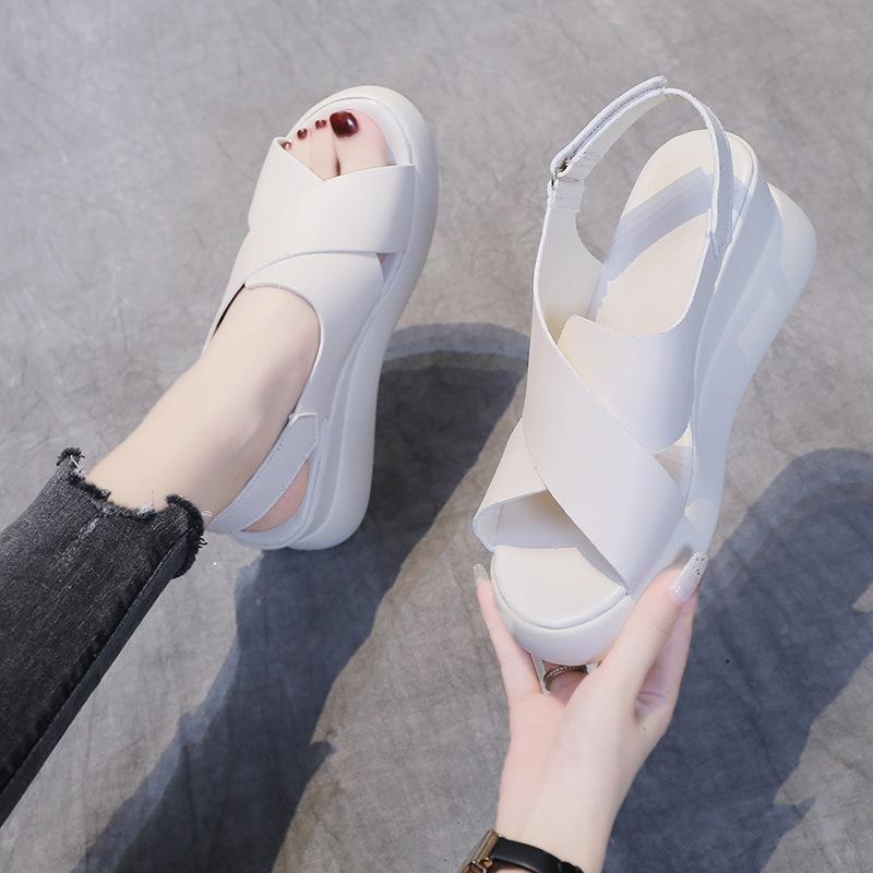 New summer women's shoes wedge heel platform single shoes women's high-heeled sandals women's