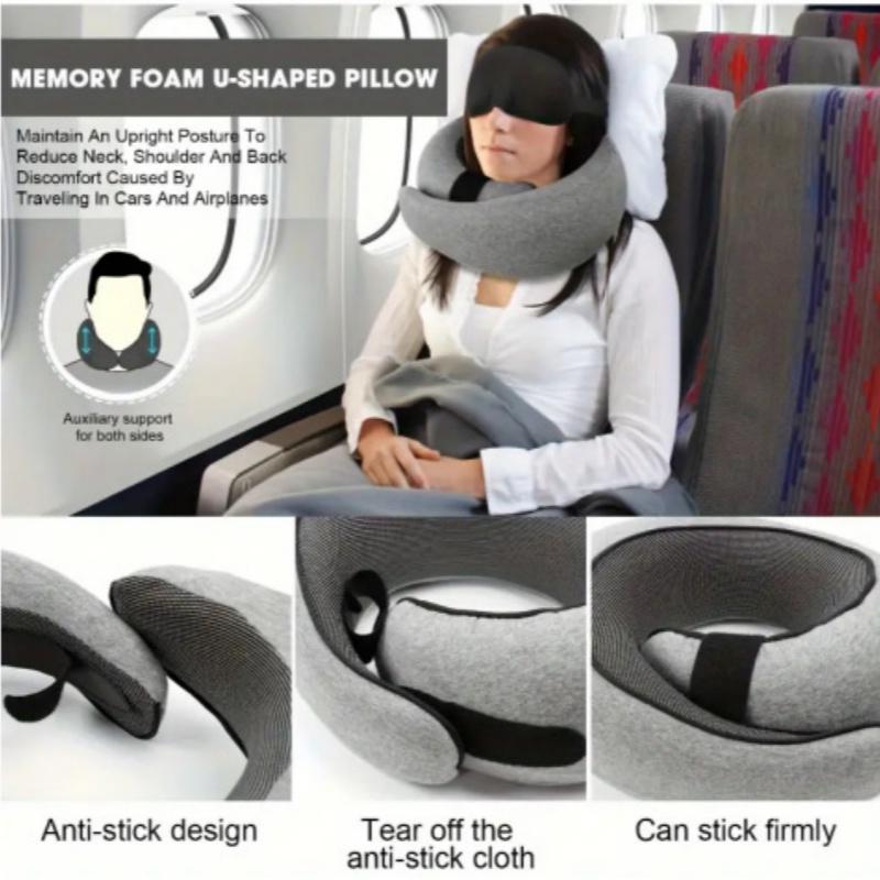 1pc Portable U-shaped Travel Pillow Memory Foam Snail Pillow Travel Neck Support Neck Pillow Adjustable Soft Noon Break Pillows