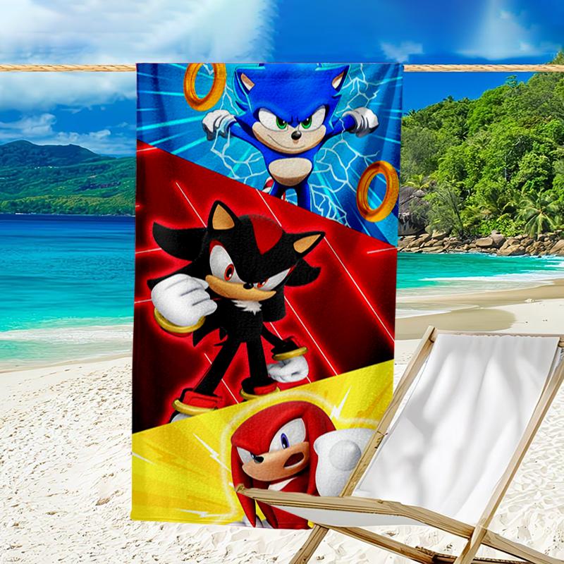 Ultra-Soft Beach Towel with Sonic Theme,Ideal for Pool - Camping, Diving - Perfect Travel Essential, Vibrant Beach Towel.