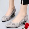 Summer Fashion Loafers Genuine Leather Pumps Women Luxury Medium Heel High Heels Mesh Ladies Office Shoes Sandals