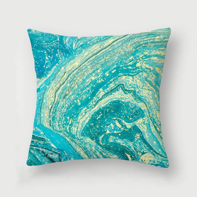 Nordic Blue Marble Polyester Pillowcase Sea Rock Texture Bedside Sofa Chair Throw Pillow Cushion Cover Home Decor Cushion Cover