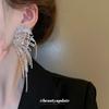 Silver needle with diamond wings hollow fringed earrings European and American exaggerated earrings temperament light luxury earrings women