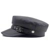 Leder-Malermütze, Herbst-Winter-Navy-Kappe, Militärmütze, Kapitänsmütze, flacher Hut
