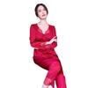 Women's Plus Size Ice Silk Long Sleeve Pajamas with Chest Pads - High-End Feel for Spring, Summer, Fall