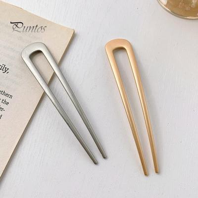 French Style Hair Stick U-Shaped Large Hair Clip Thick Long Hair Metal Hairpin Decorative Secure Hold Bun Holder