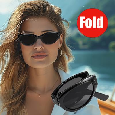 Foldable Sun Glasses Fashion Lightweight Sunscreen Glasses Women Portable Cat Eye Sunglasses
