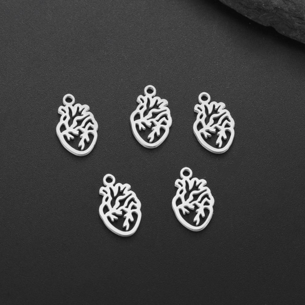 

My Shape 5 pcs Anatomical Heart Charms for DIY Necklace Bracelet Stainless Steel Human Heart Pendants for Jewelry Making Gifts