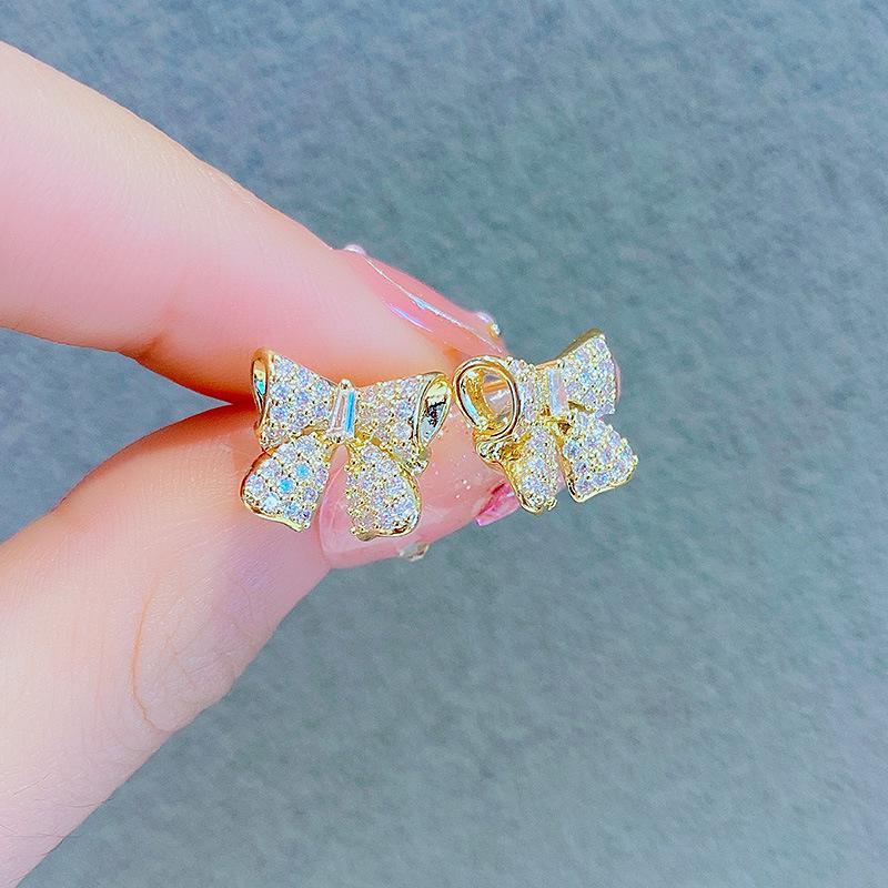 Exquisite S925 Sterling Silver Christmas Bell Bow Earrings