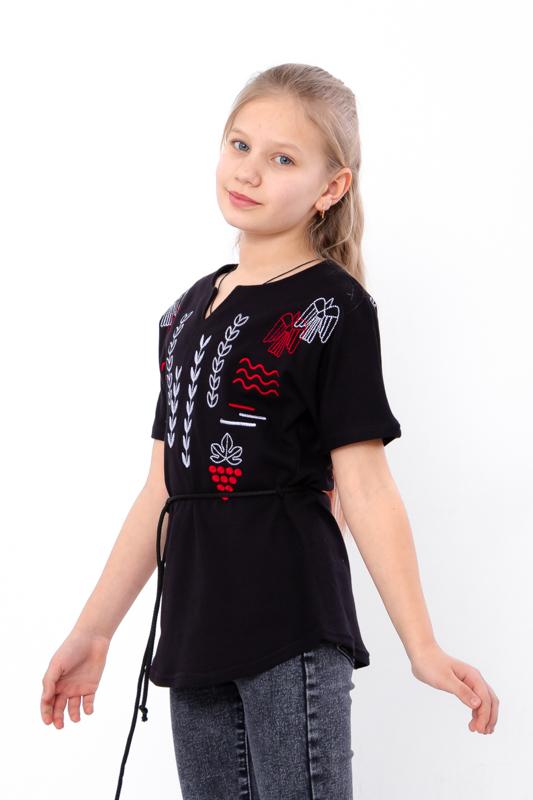 Vyshyvanka (Flickor) – Svart med röd & vit folkbroderi, Sommar, 6439-015-22 HC