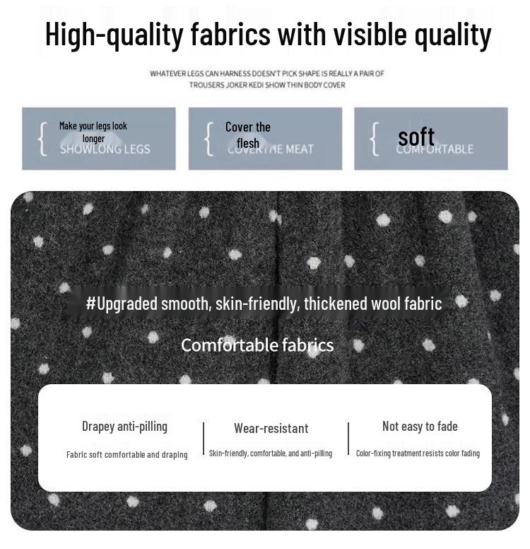 Women's Slim Fit Wool Polka Dot Ruffle Mini Skirt - High Waist, Casual Autumn/Winter A-line