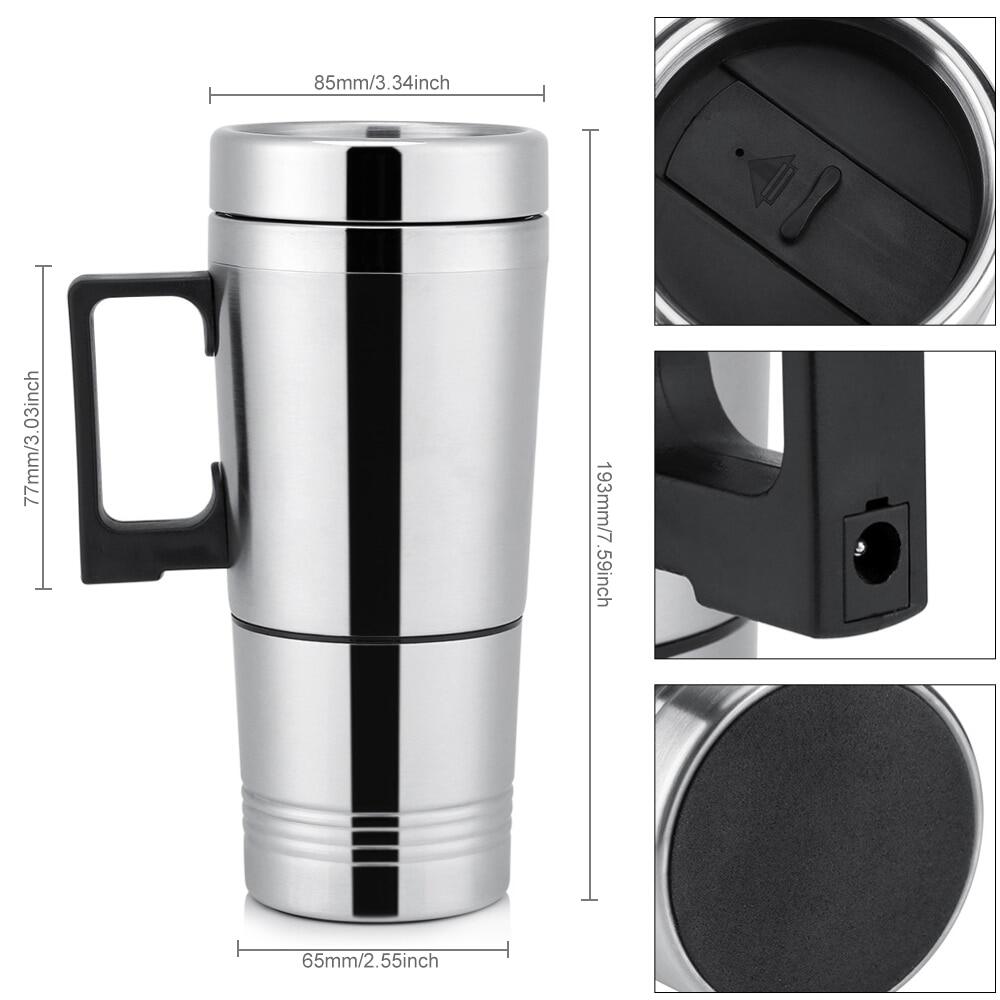 Car Heating Cup 12/24V Water Heater Kettle Electric Coffee Tea Boiling Heated Mug Water Travel Kettle For Car