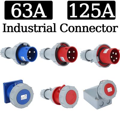 Industriesteckdose 63A 125A Wasserdicht Stecker Buchse Elektrischer Verbinder 3P 4P 5Pin Wandmontierte Steckdose Einbaumontage Kupplung