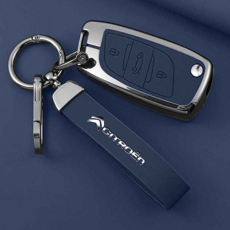YKFEA1 Zinc Alloy Leather Car Key Case Cover For Citroen C1 C2 C3 C4 C5 C6 C4L Berlingo Picasso Jumpy Nemo Aircross Sega C5 X VTS C3 XR