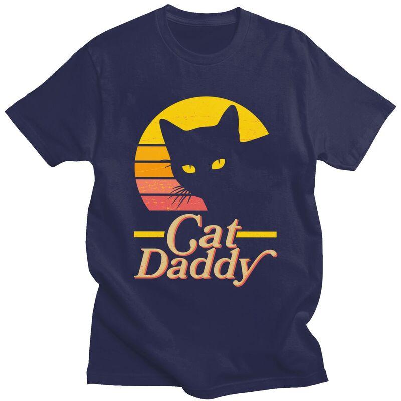 Custom Cat Daddy T Shirt for Men Tshirt Leisure Tee Short Sleeve Fathers Day Gift Tshirts Loose Fit Clothing Gift