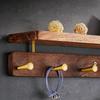 Walnuss Badezimmerregal mit Haken Wandmontierter Kleiderhakenständer Kleider Bademantel Handtuchhaken Hut Tasche Haken Duschaufbewahrung Regal