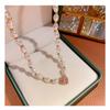 Pearl pink diamond zircon heart necklace - unique design, trending online, lightweight luxury clavicle chain