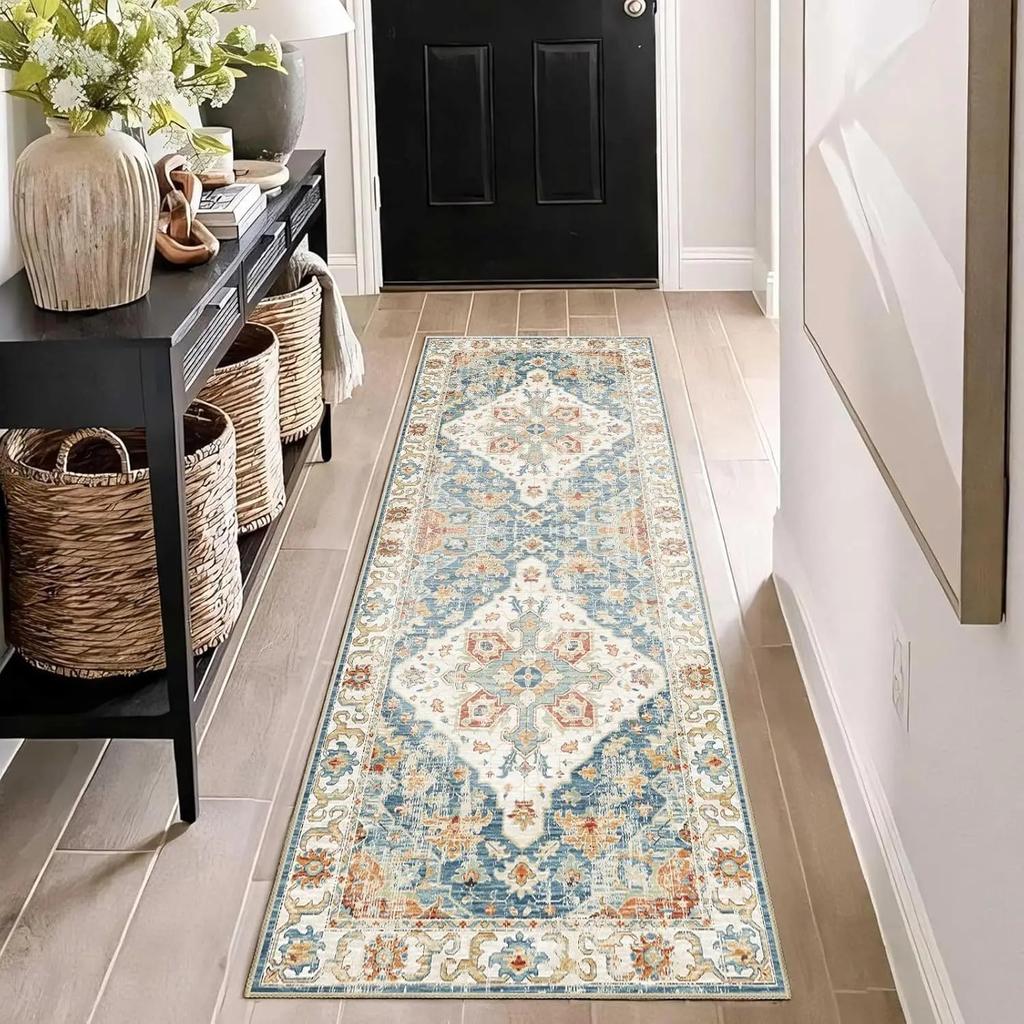 Vintage Bohemian Rug - Stain-Resistant & Non-Slip Bedroom Entrance Mat  Bedside Rug Hallway & Corridor Carpet Home Decor