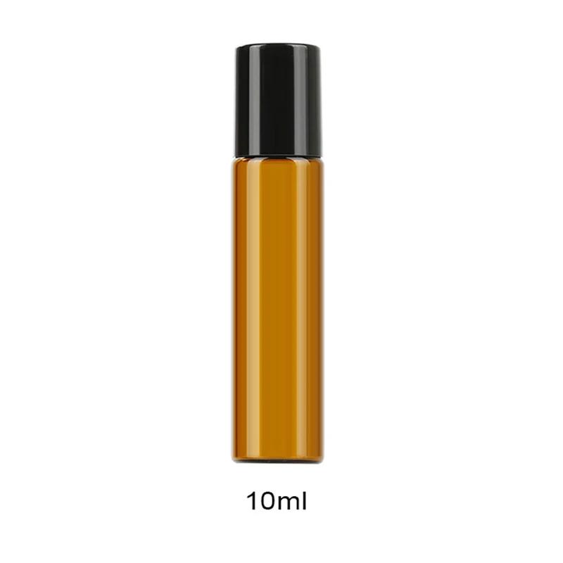 5-50pcs 1ml 2ml 3ml 5ml 10ml Glass Roll On Bottles For Essential Oils Amber Refillable Glass Roller Metal Oil Vials Mini Bottle