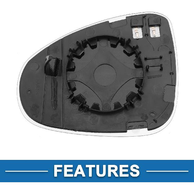 Right Side Mirror Glass Replacement No.7P6857522B/7P6857522C W/Backing Plate for Volkswagen Touareg 2010-2018