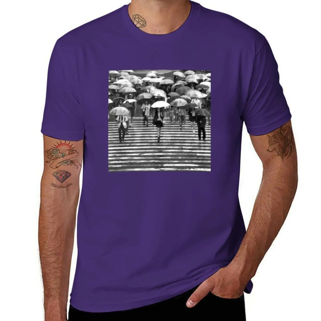 Rainy Day Shibuya TShirt anime tshirt graphic t shirts Short sleeve tee plain black t shirts men
