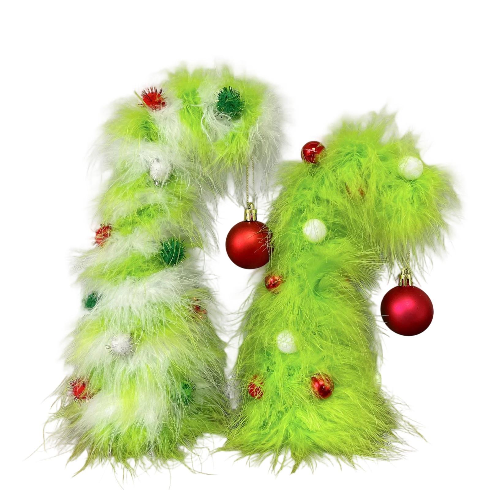 

Christmas Feather Christmas Tree Ornaments Table Fireplace Scene Layout Decoration One Size зелёный