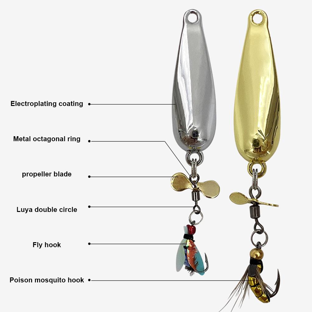 5Pcs/Box Fly Fishing Lures Rotating Spinner Fly Hooks Artificial Spoon Bait Flies Insect Lures Bait Trout Bass Fishing Lures